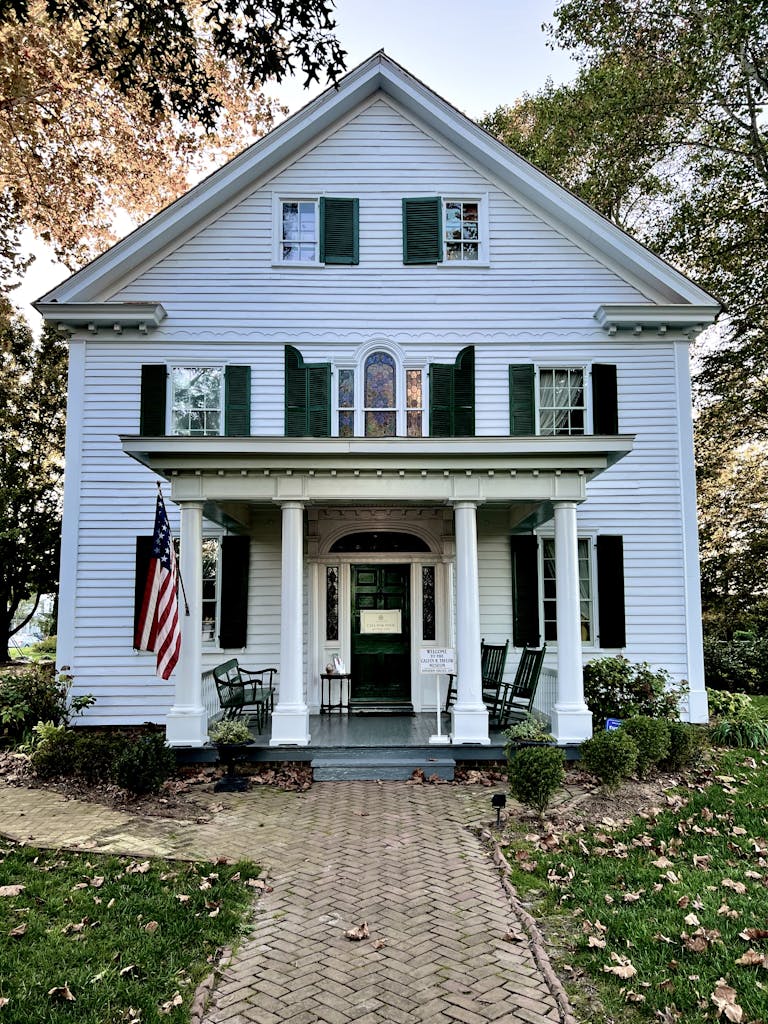A White House with an American Flag